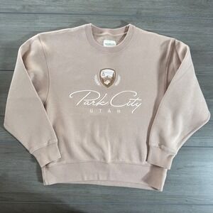 Abercrombie Fitch Park City Utah Embroidered Crewneck Sweatshirt Tan XS Soft AF